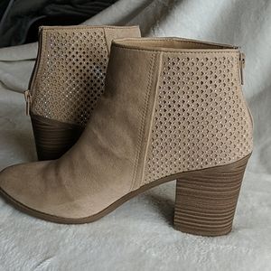 Sparkling Block Heel Booties in Taupe size 9.5